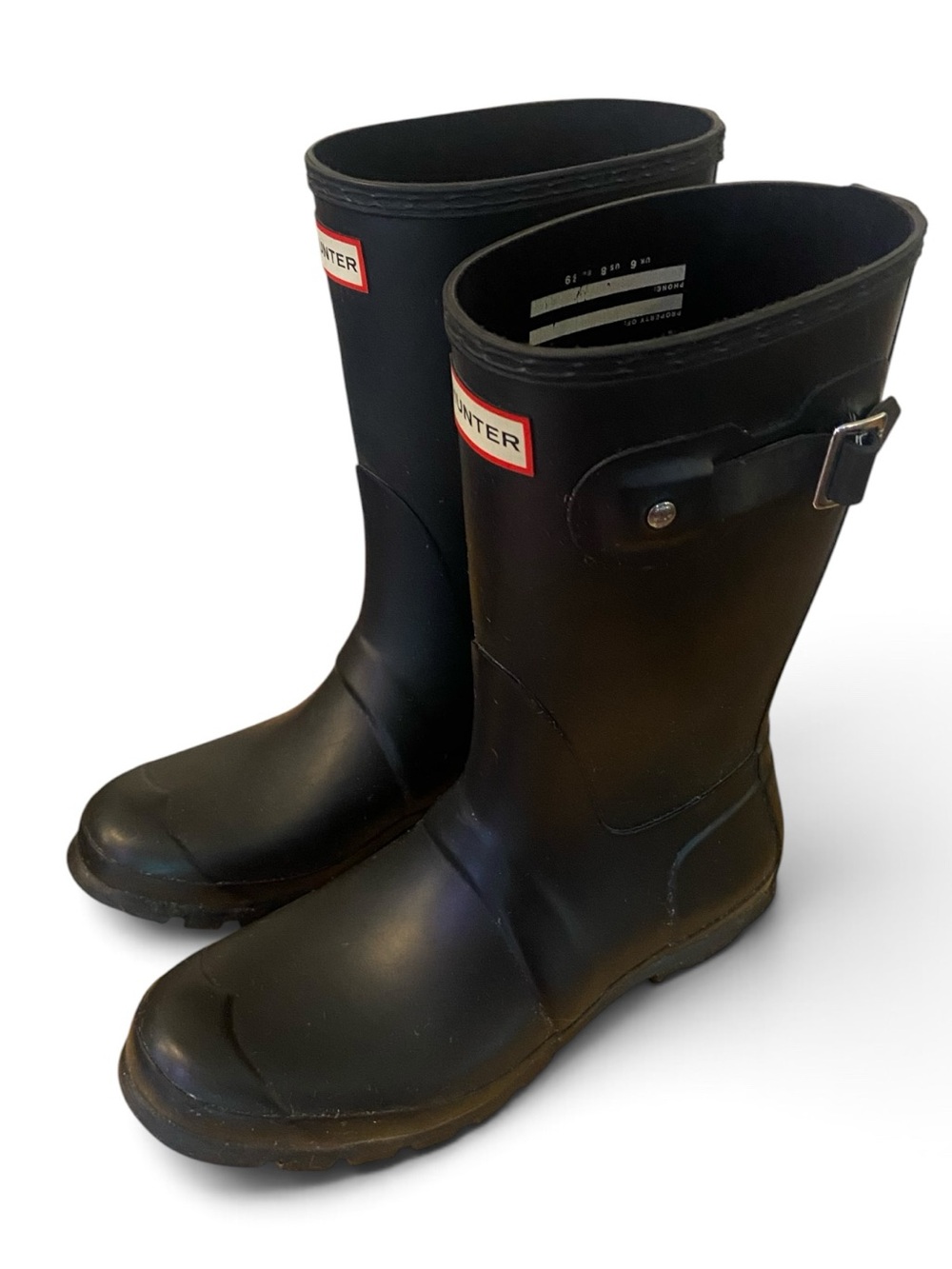 Hunter Women's Original Short Black Rain Boots Size 8 Waterproof Rubber With Bag